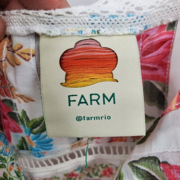 Farm Rio Off White Bloom Garden Sleeveless Blouse Women Size Small NWOT - Picture 5 of 12